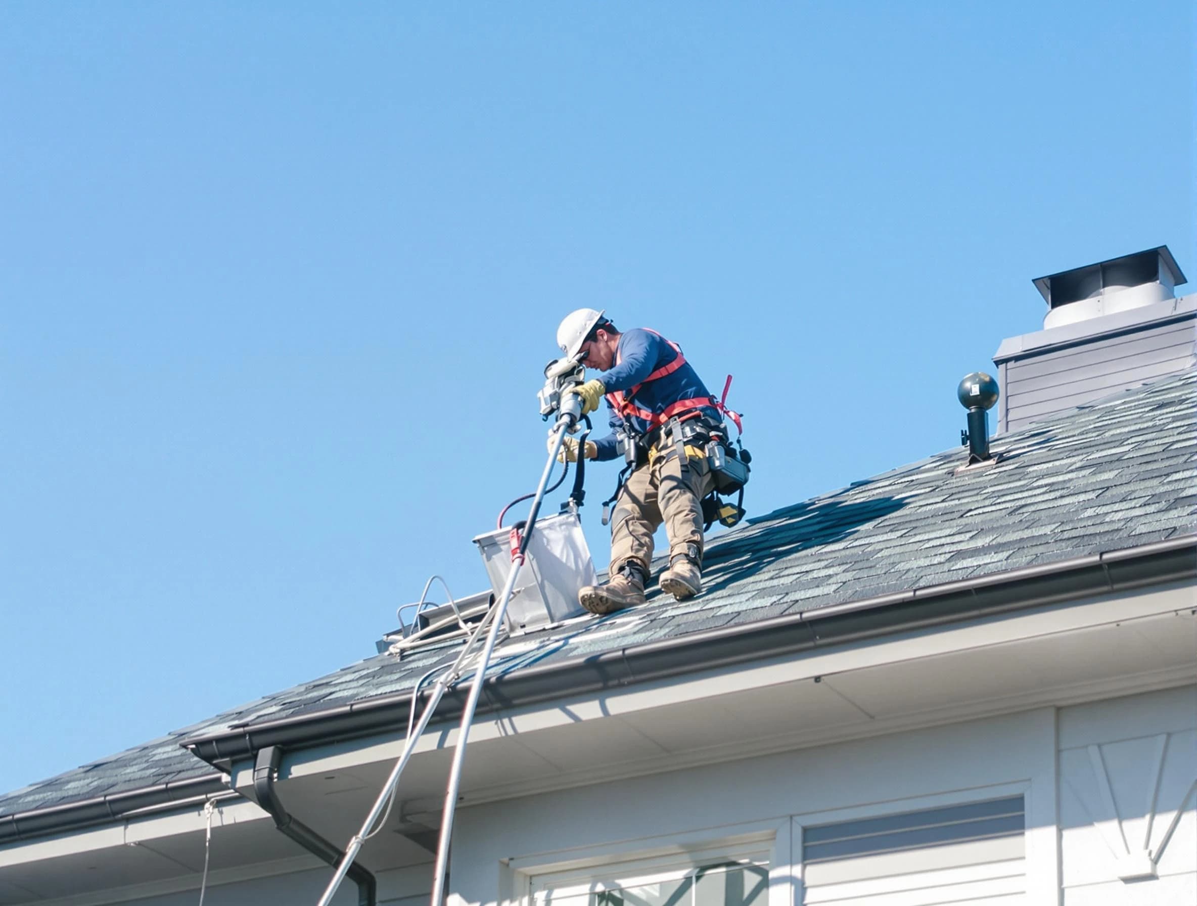 Grantsville Dryer Vent Cleaning certified technician cleaning a roof-mounted dryer vent system in Grantsville