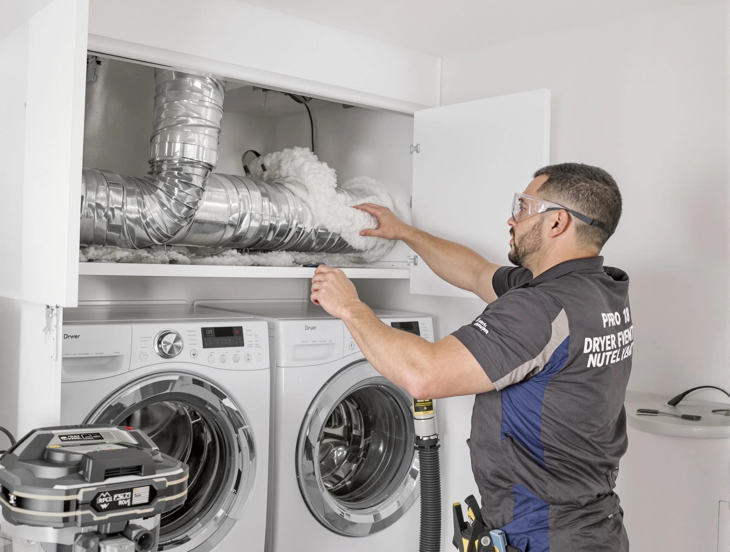 Grantsville Dryer Vent Cleaning certified technician performing specialized gas dryer vent cleaning in Grantsville