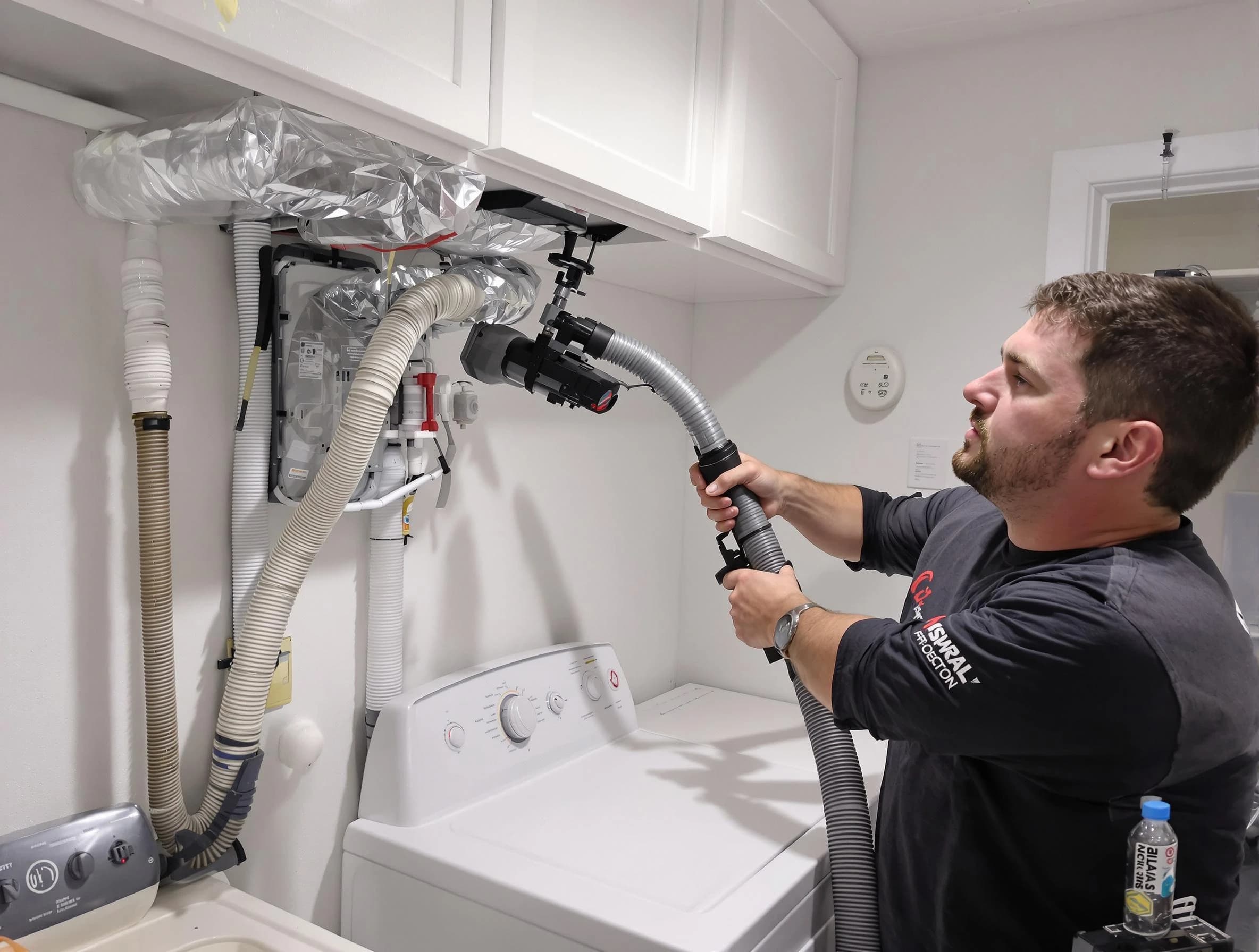 Grantsville Dryer Vent Cleaning certified technician performing safety-focused gas dryer vent cleaning in Grantsville