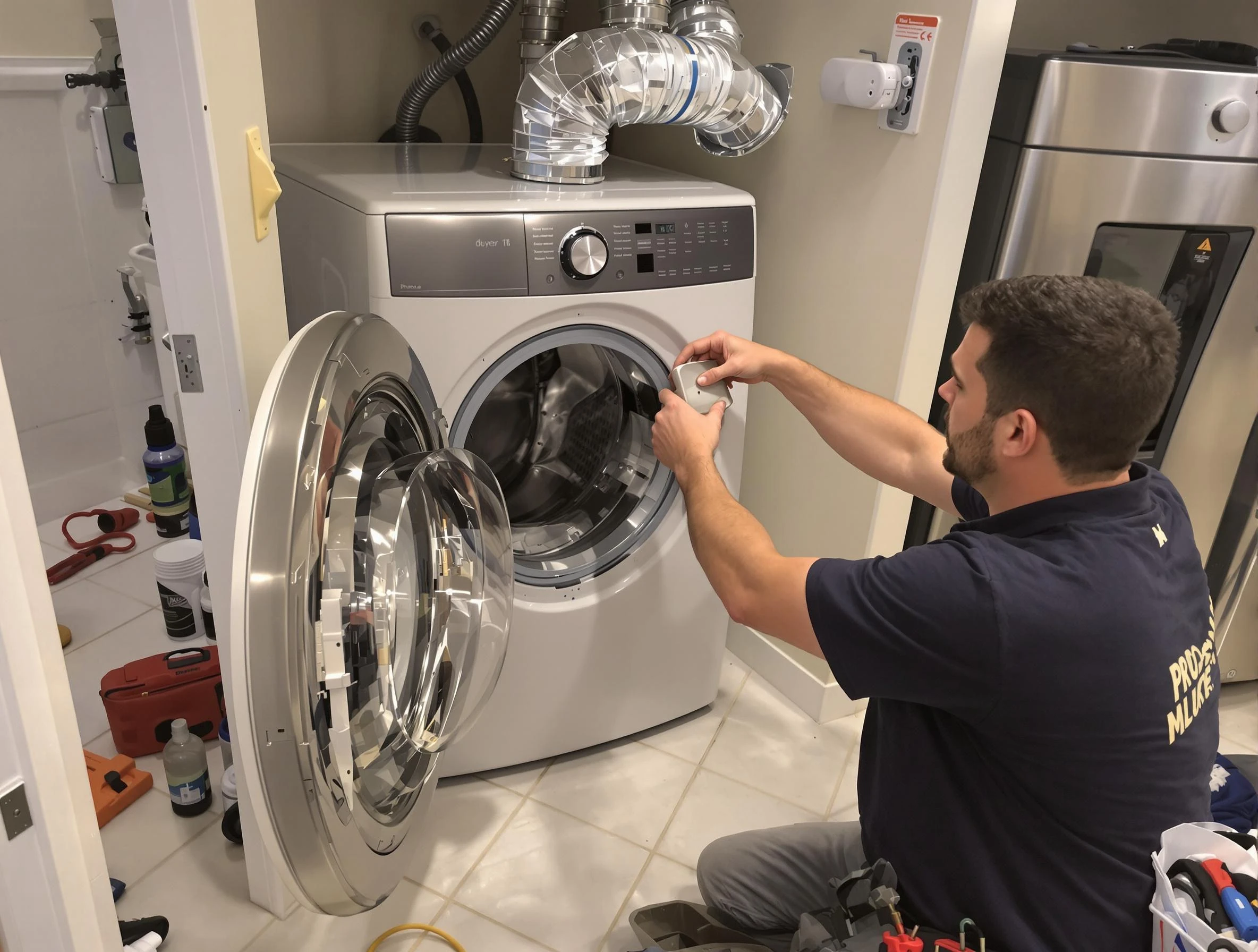 Grantsville Dryer Vent Cleaning technician performing precise dryer vent hose installation in Grantsville